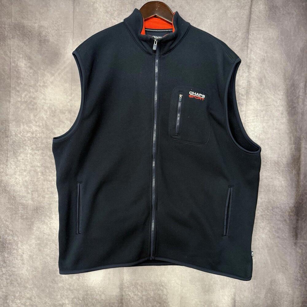 Vintage Chaps Ralph Lauren Sport Mens 2XL Full-Zip‎ Sport Vest Jacket Navy Blue